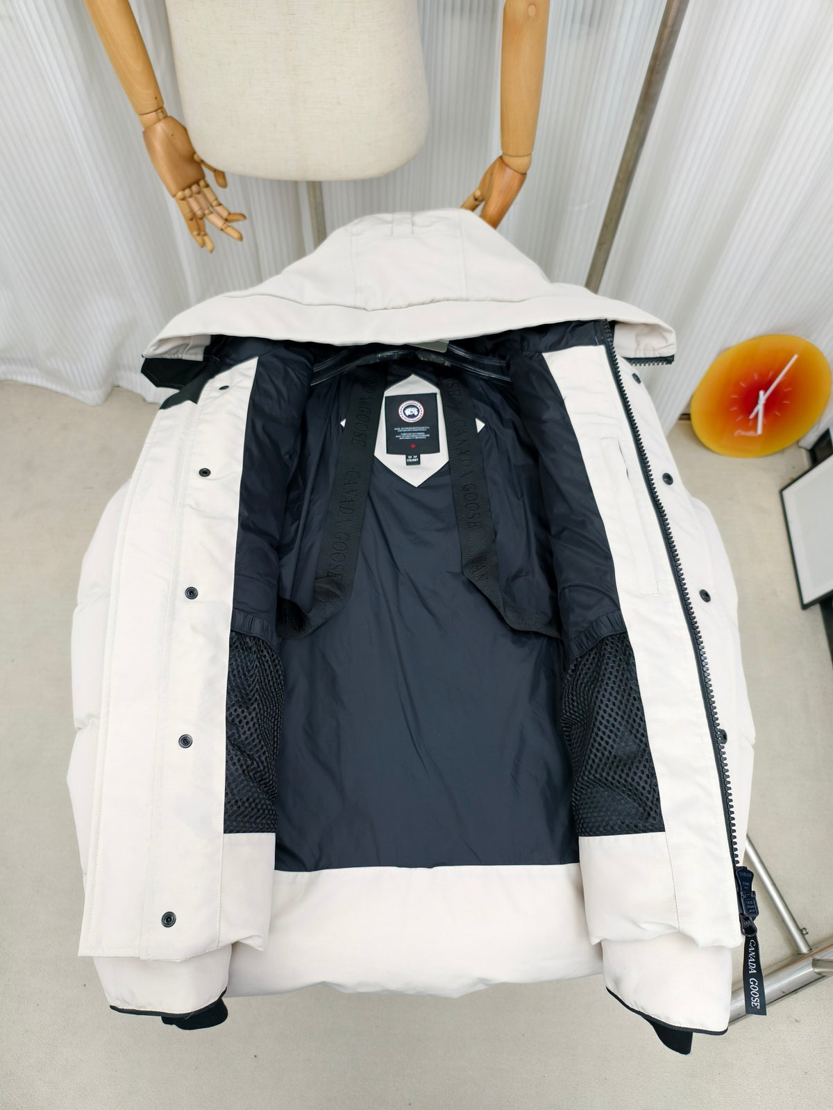 Canada Goose White Plush-Trim Hooded Puffer Jacket