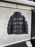 Moncler Black High Collar Blue-Lined Puffer Jacket