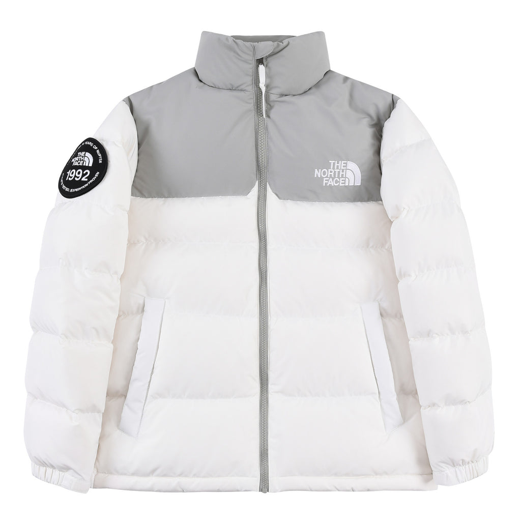 The North Face White & Gray Colorblock Puffer Jacket