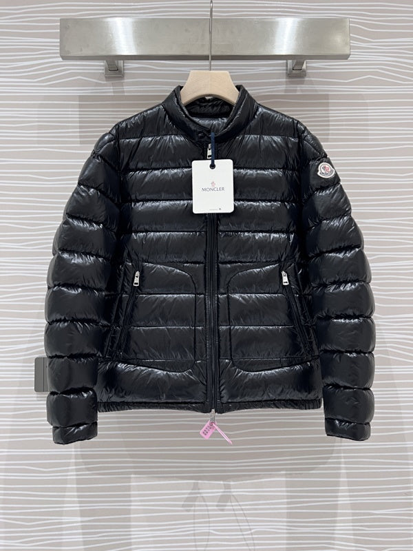 Moncler Black Glossy Stand Collar Puffer Jacket