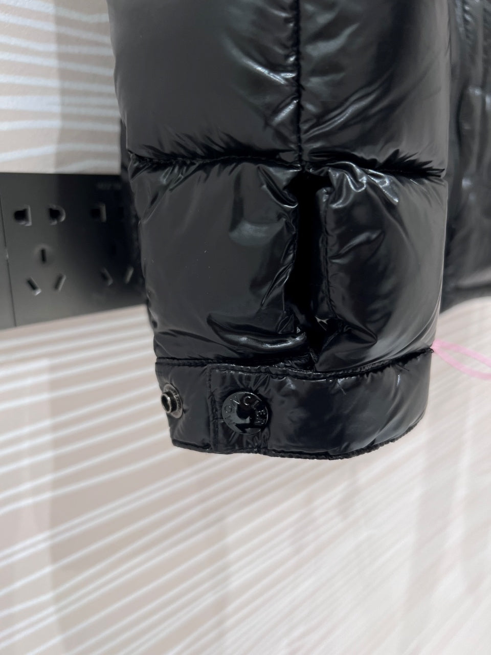 Moncler Black Glossy Stand Collar Puffer Jacket