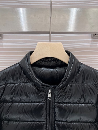 Moncler Black Glossy Stand Collar Puffer Jacket