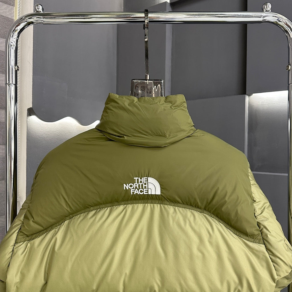 The North Face Olive Green Colorblock Puffer Jacket