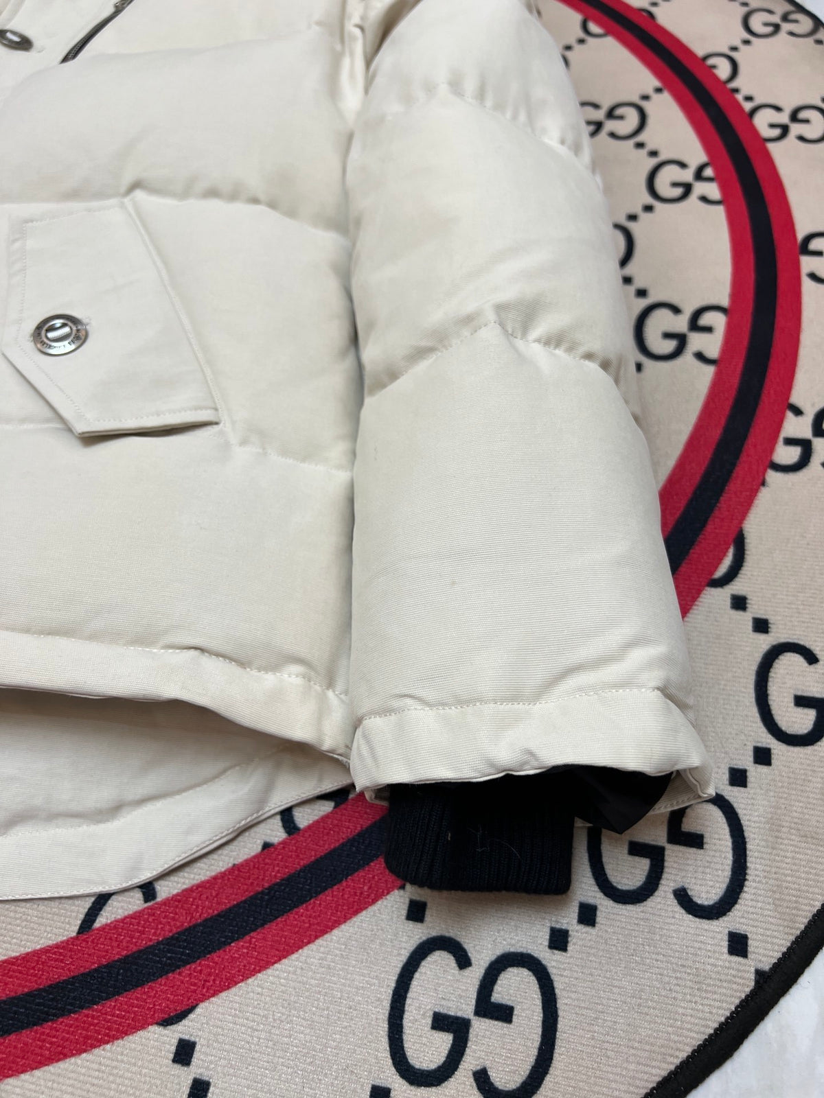 Moose Knuckles Ivory Plush-Trim Hooded Puffer Jacket