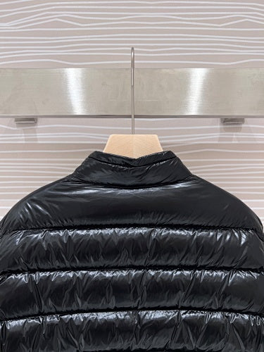 Moncler Black Glossy Stand Collar Puffer Jacket
