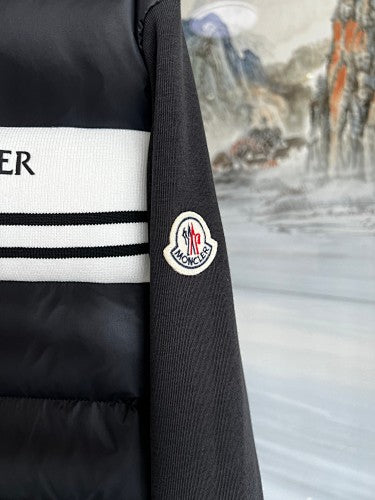 Moncler Black & White Quilted Front Zip-Up Hoodie