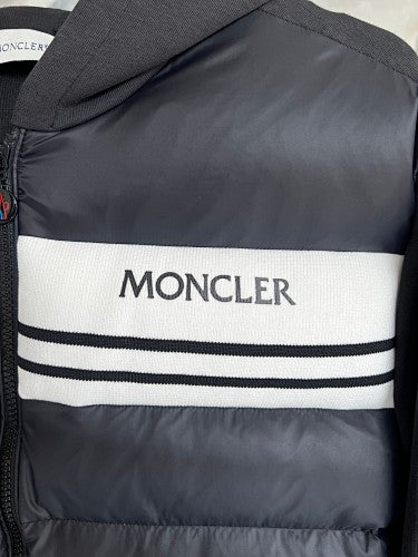Moncler Black & White Quilted Front Zip-Up Hoodie