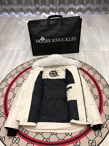 Moose Knuckles Ivory Plush-Trim Hooded Puffer Jacket