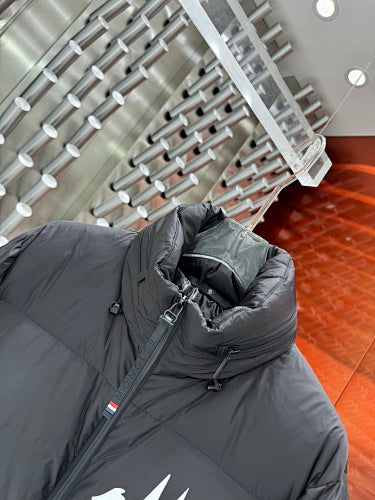 Moncler Black Graphic Back Stand Collar Puffer Jacket