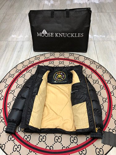 Moose Knuckles Black Stand Collar Puffer Jacket