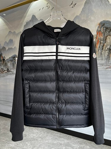 Moncler Black & White Quilted Front Zip-Up Hoodie