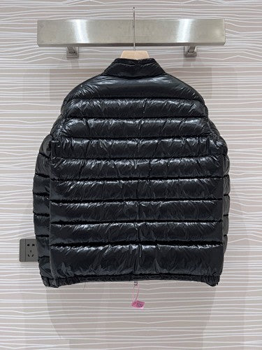 Moncler Black Glossy Stand Collar Puffer Jacket