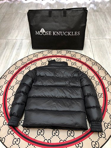 Moose Knuckles Black Stand Collar Puffer Jacket
