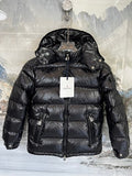 Moncler Black Glossy Hooded Puffer Jacket