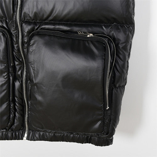 Prada Black Glossy Zip-Pocket Quilted Puffer Vest