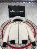 Moose Knuckles Ivory Plush-Trim Hooded Bomber Jacket