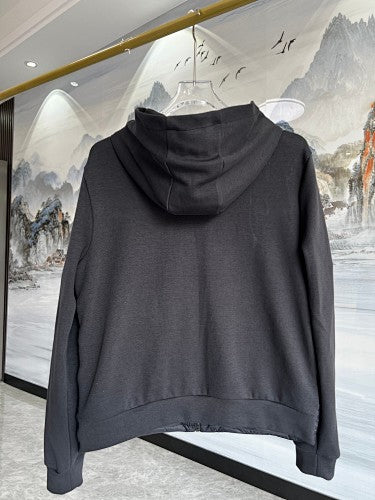 Moncler Black & White Quilted Front Zip-Up Hoodie