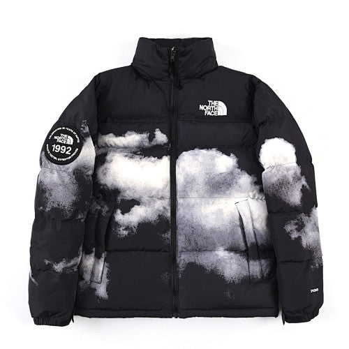 The North Face Black & White Cloud Print Puffer Jacket