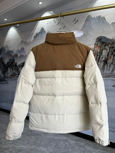 The North Face Ivory & Brown Colorblock Puffer Jacket