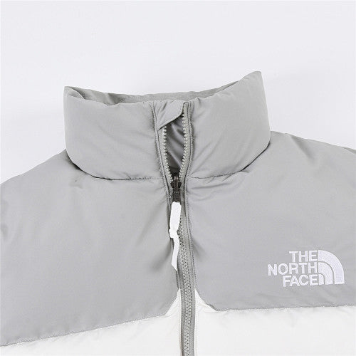 The North Face White & Gray Colorblock Puffer Jacket