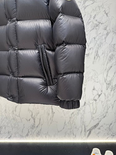 Moncler Black High Collar Blue-Lined Puffer Jacket
