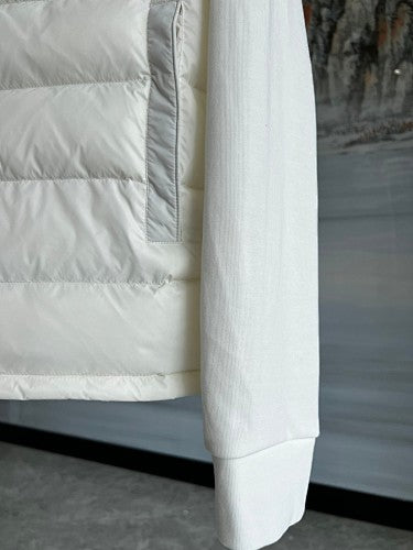 Moncler White & Black Quilted Front Zip-Up Hoodie