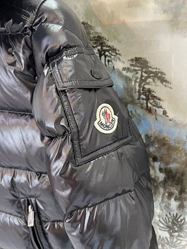 Moncler Black Glossy Hooded Puffer Jacket