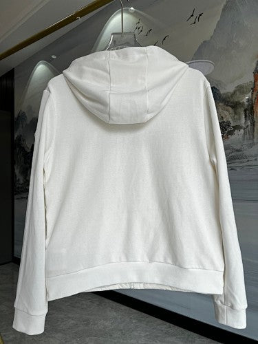 Moncler White & Black Quilted Front Zip-Up Hoodie
