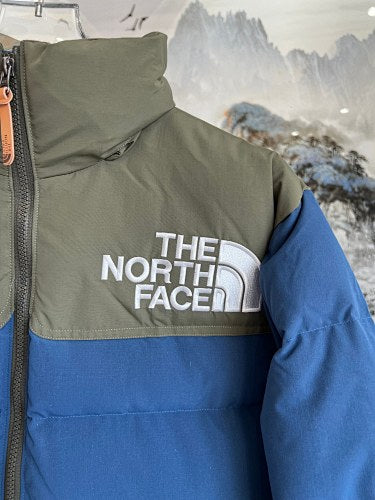 The North Face Blue Olive Colorblock Puffer Jacket