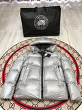 Canada Goose Metallic Silver Hooded Puffer Jacket