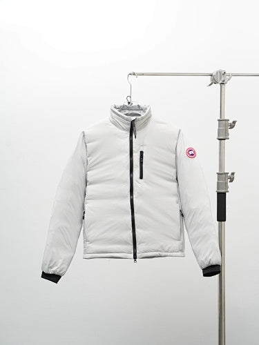 Canada Goose White Chest-Zip Stand Collar Jacket