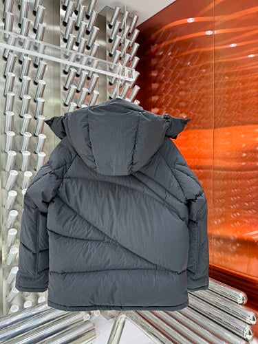 Moncler Charcoal Gray Asymmetric Quilted Hooded Jacket