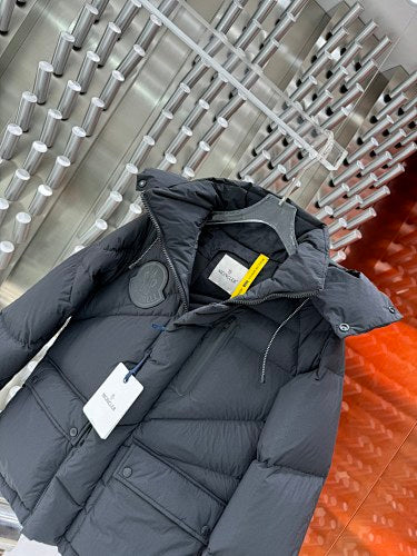 Moncler Charcoal Gray Asymmetric Quilted Hooded Jacket