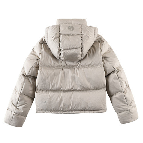 Lululemon Taupe Beige Logo Hooded Puffer Jacket