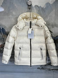 Moncler Ivory White Glossy Hooded Puffer Jacket