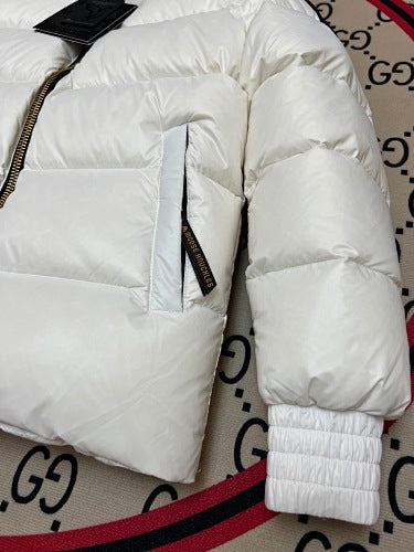 Moose Knuckles White Stand Collar Puffer Jacket
