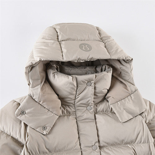 Lululemon Taupe Beige Logo Hooded Puffer Jacket