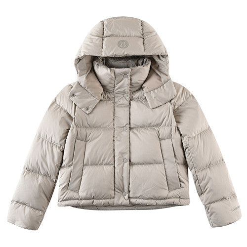 Lululemon Taupe Beige Logo Hooded Puffer Jacket