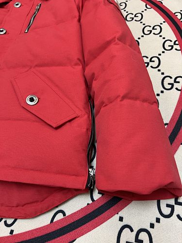 Moose Knuckles Red Plush-Trim Hooded Puffer Jacket