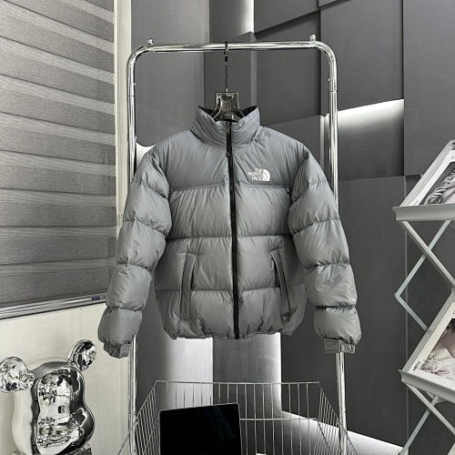 The North Face Gray Stand Collar Quilted Puffer Jacket