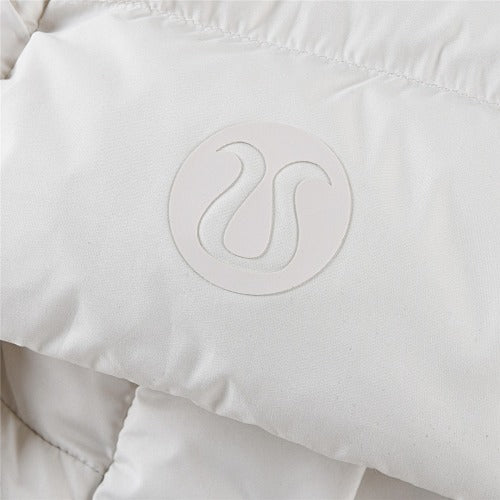 Lululemon Ivory Tonal Logo Hooded Puffer Jacket