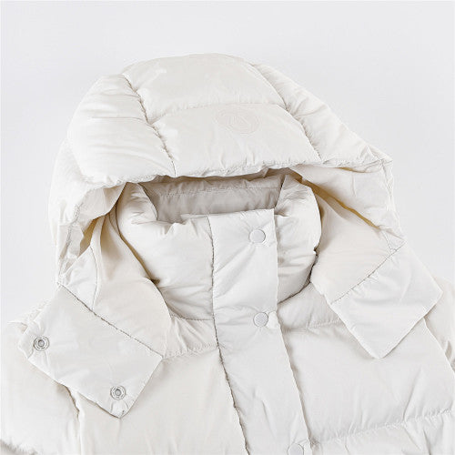 Lululemon Ivory Tonal Logo Hooded Puffer Jacket