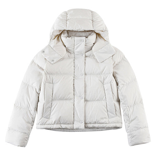 Lululemon Ivory Tonal Logo Hooded Puffer Jacket