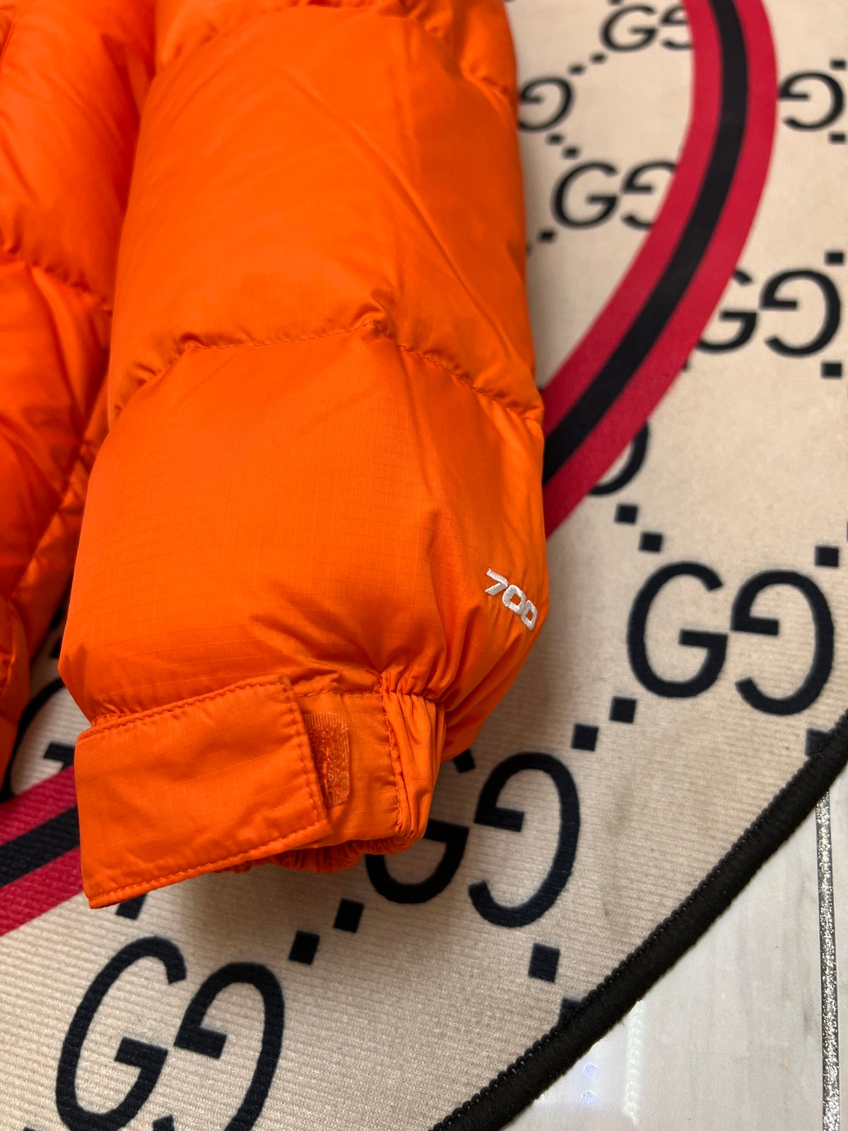 The North Face Orange & Black Colorblock Puffer Jacket
