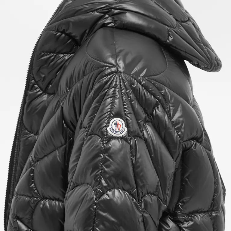 Moncler Black Spiderweb Quilted Hooded Puffer Jacket