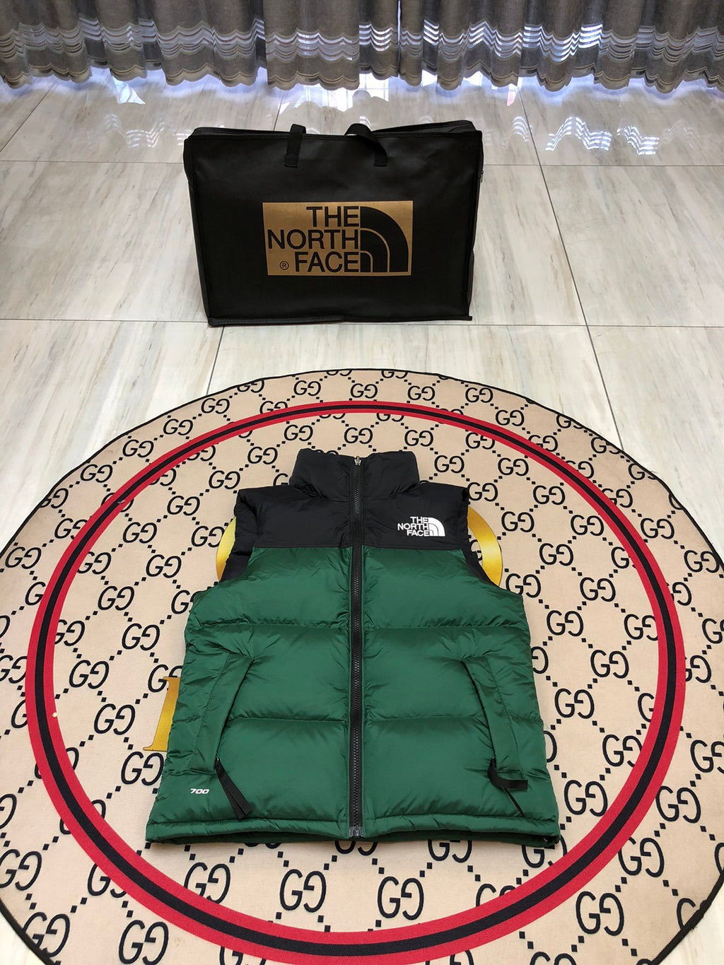 The North Face Green & Black Colorblock Puffer Vest