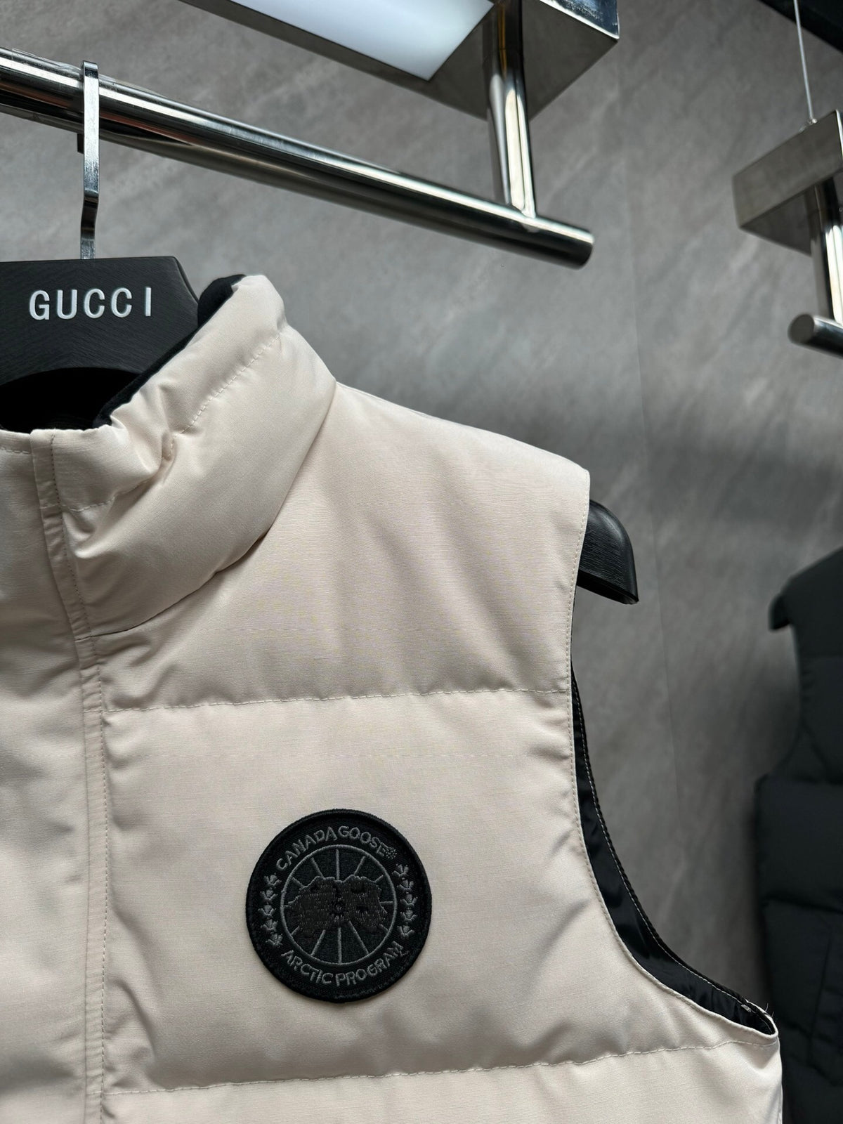 Canada Goose Ivory Stand Collar Quilted Puffer Vest