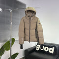 Moncler Sand Beige Chevron-Quilt Hooded Puffer Jacket