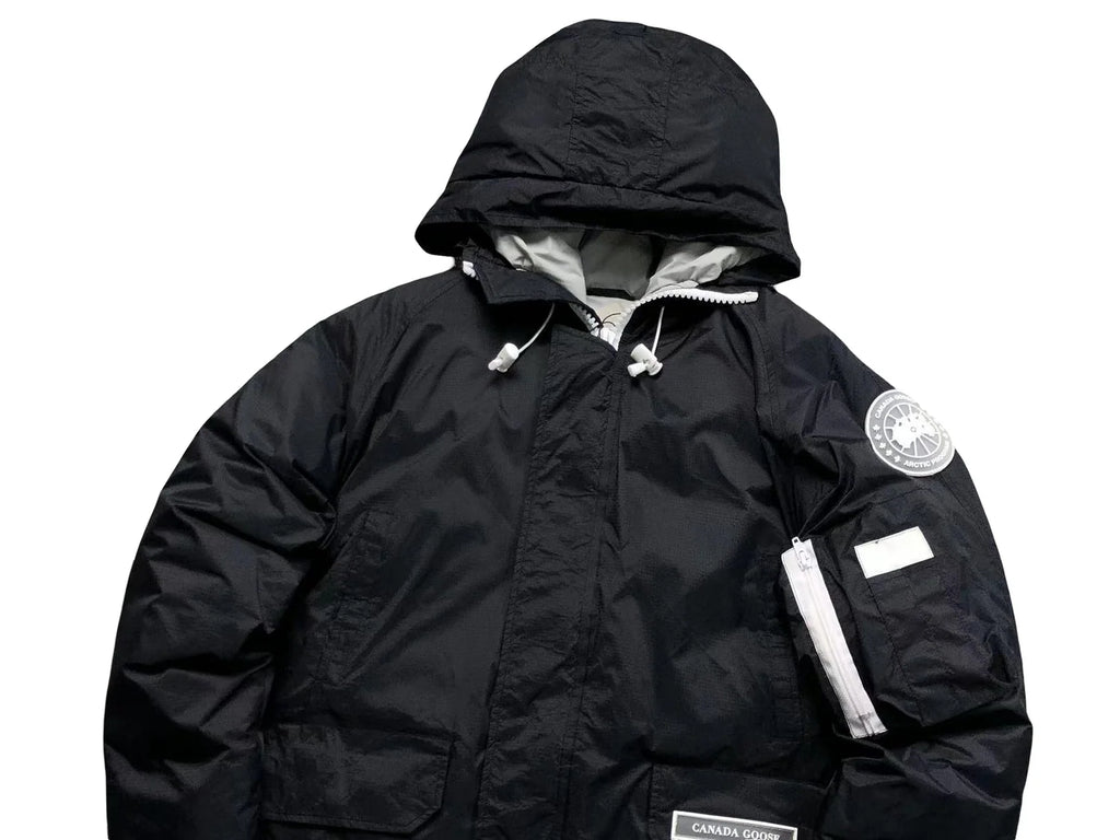 Canada Goose Black & White Hooded Bomber Jacket