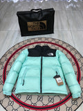 The North Face Mint Green & Black Colorblock Puffer Jacket